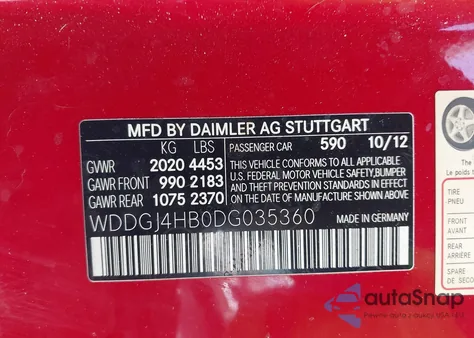 2013 Mercedes-Benz C 250 from USA, damaged, VIN WDDGJ4HB0DG035360